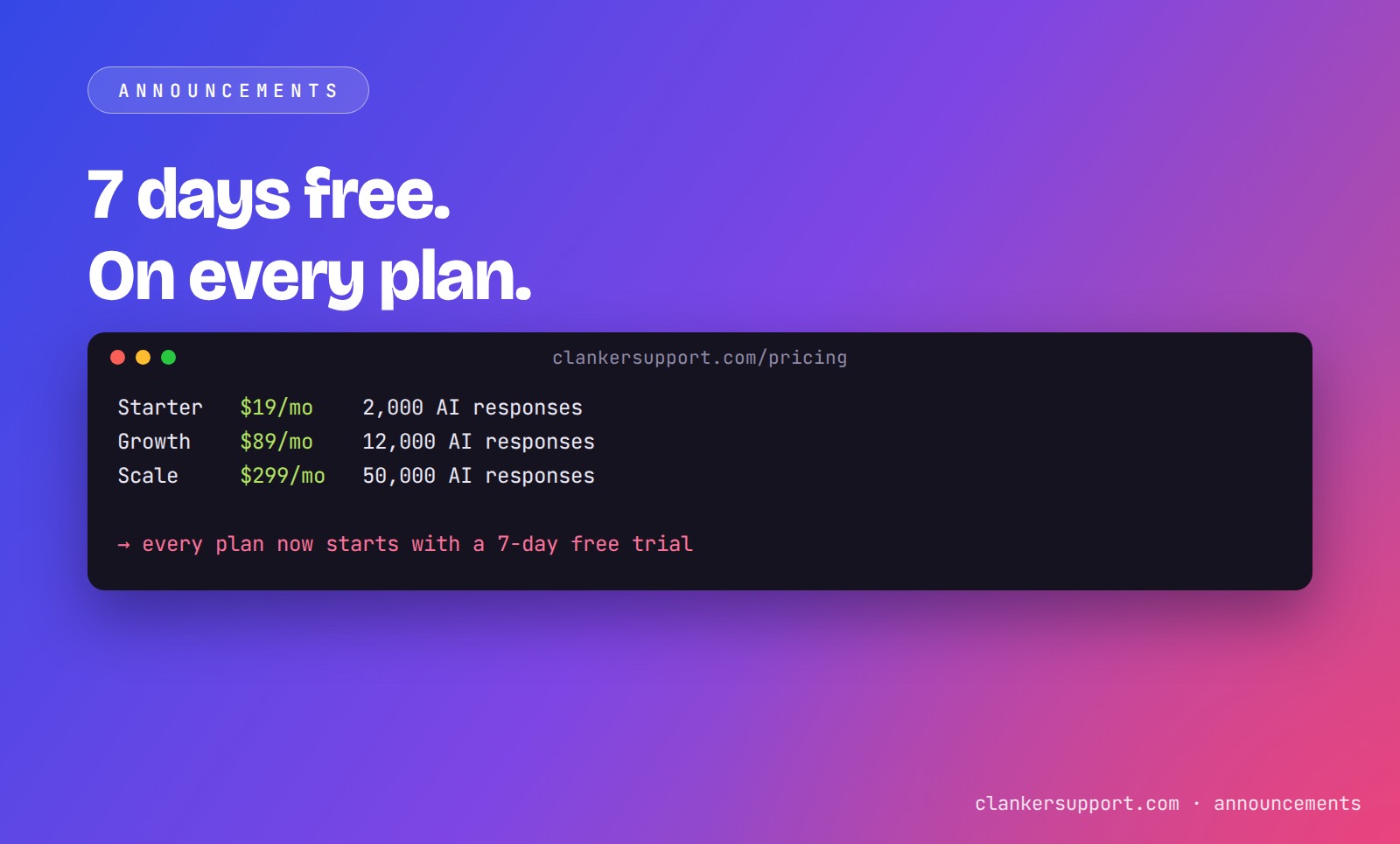 Gradient announcement card: MovinSupport, self-hosted under a renewable license